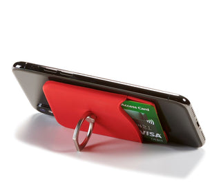 Smartphone Stick on Red Card Holder  with Ring Stand 