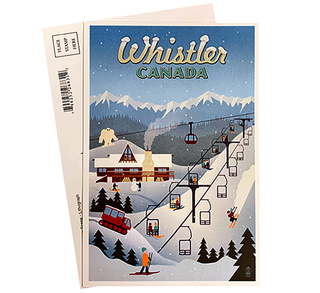 Retro Mountain Scene Whistler Postcard