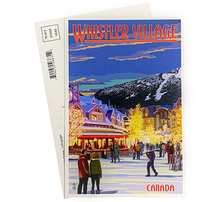 Nighttime Whistler Village Scene  Postcard