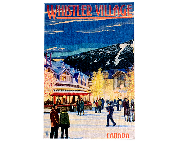 Nighttime Whistler Village Scene Wooden Magnet