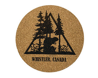 Cork Coaster Beaver with Trees