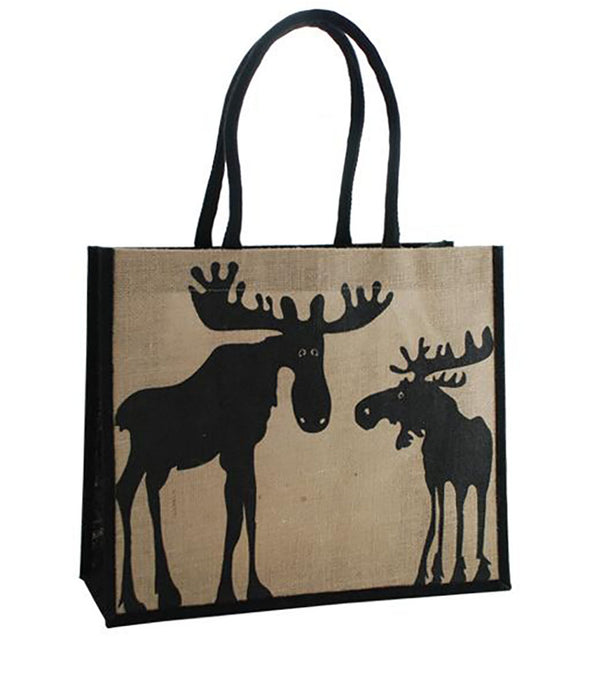 Jute Tote Bag Moose and Calf