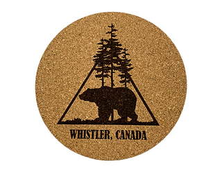 Cork Coaster Black Bear with Trees