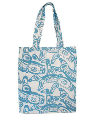 Reusable Shopping Bag Turquoise Whale Indigenous Art