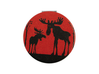 Compact Mirror Red Moose and Calf