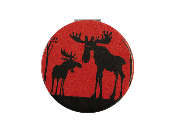 Compact Mirror Red Moose and Calf