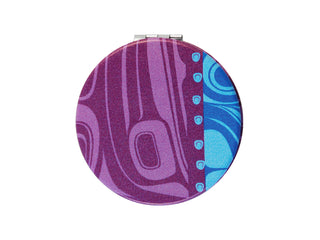 Compact Mirror Purple Raven Indigenous Art