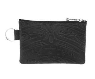 Black Rectangular Leather Indigenous Bear Box Coin Purse