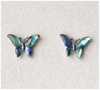 Colourful Butterfly Pearl Stud Earrings
