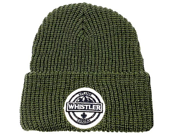 Olive Toque with Whistler Medallion Patch