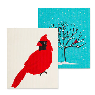 Cardinal on Tree Dish cloth 2 Pieces