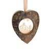 Tree Bark Heart shaped with Nativity Scene carved Ornament 2