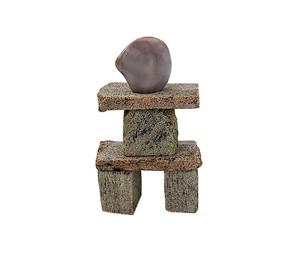 Handmade Agate Head Inukshuk Figurine