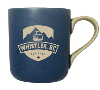 Red Marble  Finished Ceramic Mug with Whistler Crest Gondola  Print