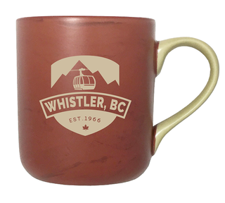 Red Marble  Finished Ceramic Mug with Whistler Crest Gondola  Print