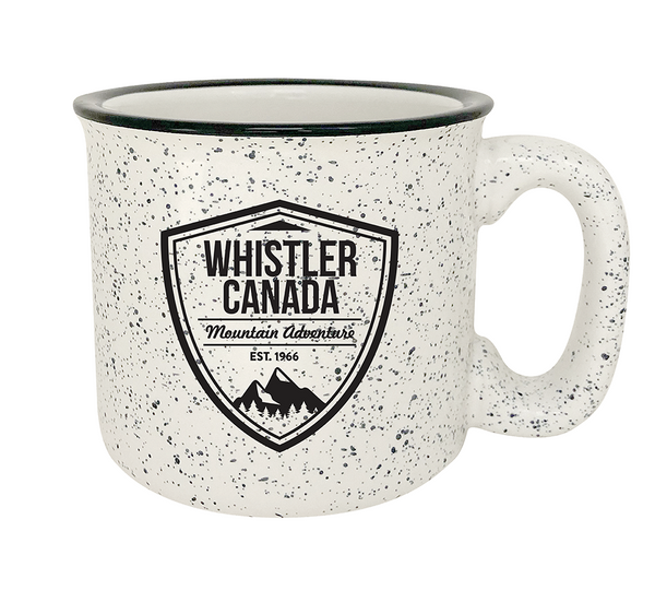 White Speckled Ceramic  Camping Shaped Mug