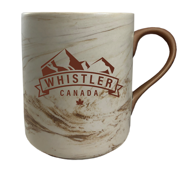 Almond and Cream 15oz  Marble Finished Mug with dual Mountain  Print 