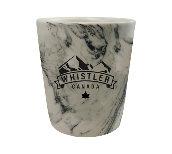 Black and White Marble Finished Mug with dual Mountain Print