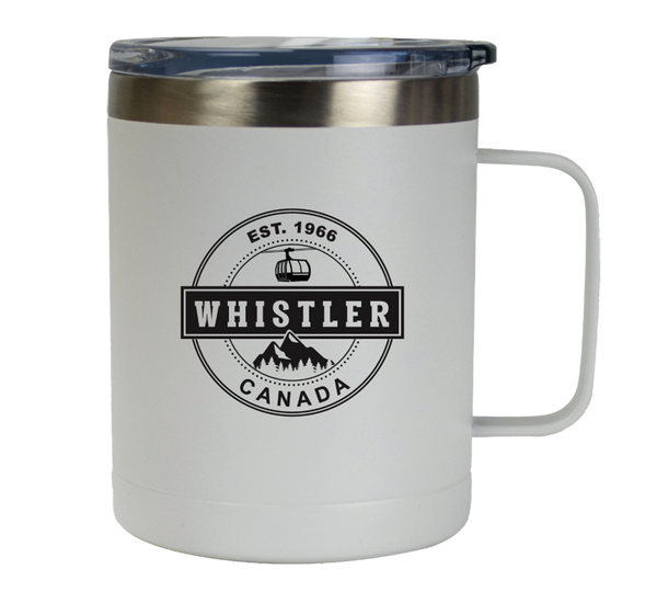 Can Shaped   White Insulated Travel Cup with side Handle