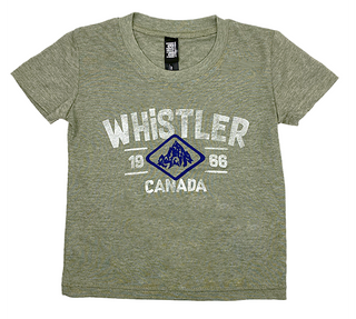 Kids Short Sleeve Tee Heather Army  Whistler and Mountain Icon Diamond Print
