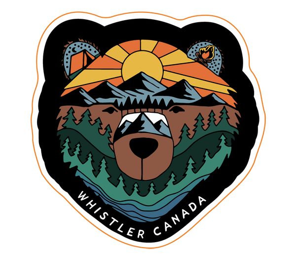 Bear Face Whistler Canada Sticker