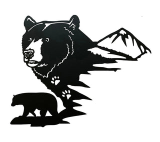 Bear Head & Silhouette Iron Cut-out  Wall Art