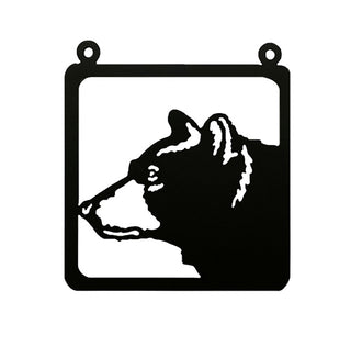 Square Framed Side  Facing Bear Iron Cut-out Wall Art