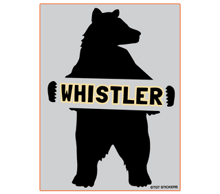 Standing Bear Black  Silhouette  Carrying Whistler  Sign Bumper Sticker