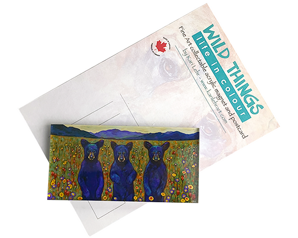 Acrylic Magnet Three Black Little Bears