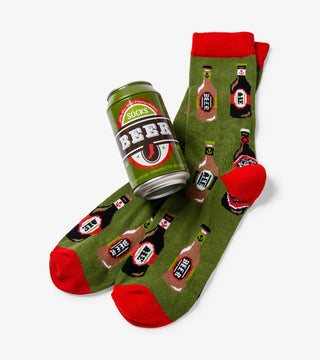   Ale Bottles Printed Socks in Beer Can
