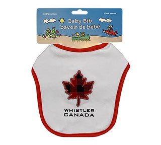 Infant  Plaid Maple Leaf  Embroidered Terry Bib