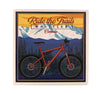 Bicycle in  Mountain Summit Backdrop Ceramic Coaster