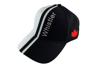 Half Black & White Whistler Cap  Maple Leaf Embroidery Embellihed