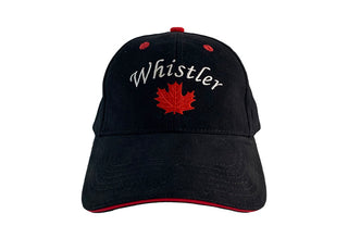 Black Ballcap Embellished Whistler & Maple Leaf Embroidery