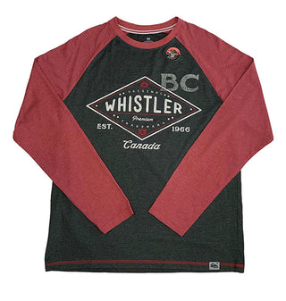 Men's Red Long Sleeve & Dark Grey Torso Henley 