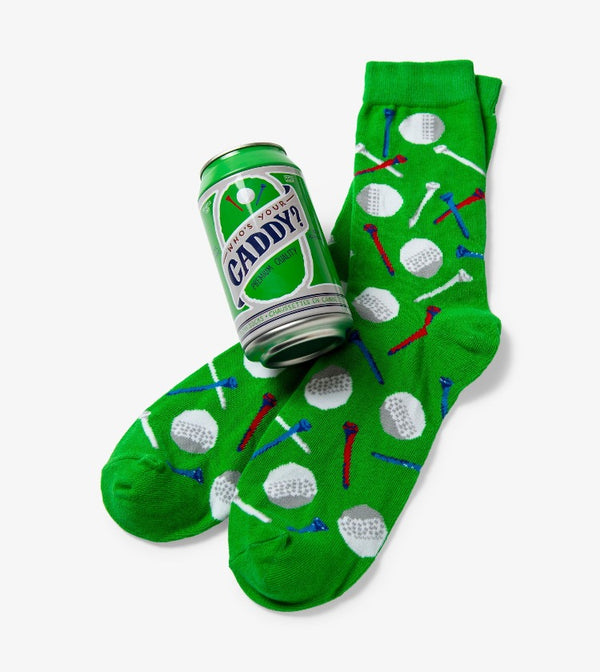 Green Tees and Golf Balls Printed  Socks in Bear Can