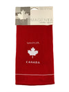 Red Waffle Tea Towel Maple Leaf Embroidered