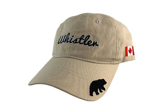 Cream Ballcap with Whistler, Bear, Canada Flag  Embroidery