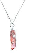 Wire Wrapped Rosy Peach Crystal Necklace