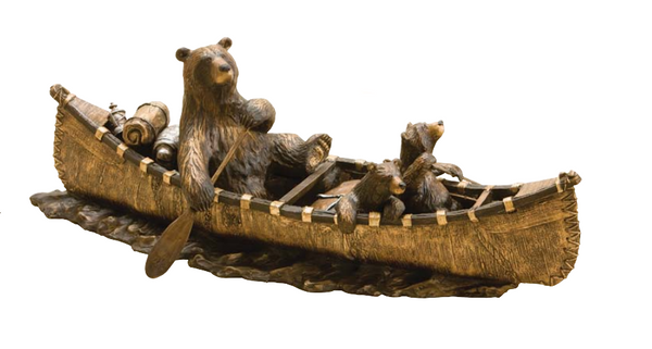 Bear Canoe Sculpture