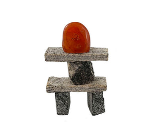 Handmade Carnelian Head Inukshuk Figurine