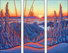 Triptych Cypress Sunset View Wooden Wall Plaque
