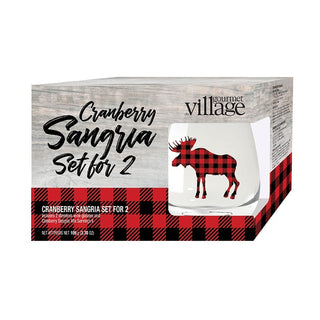 Stemless Sangria Glass Set for Two Moose Plaid