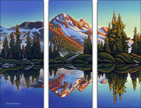 Triptych Elfin Lake View Wooden Wall Plaque