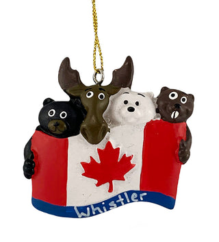 Resin   Canadian Wildlife and Flag Whistler Ornament 