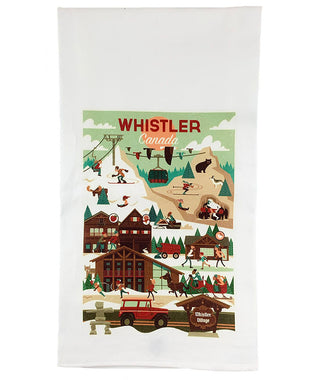 Whimsical Retro Whistler Kitchen Towel