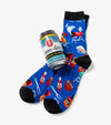 Grilling Icon Print Blue Socks in Beer Can