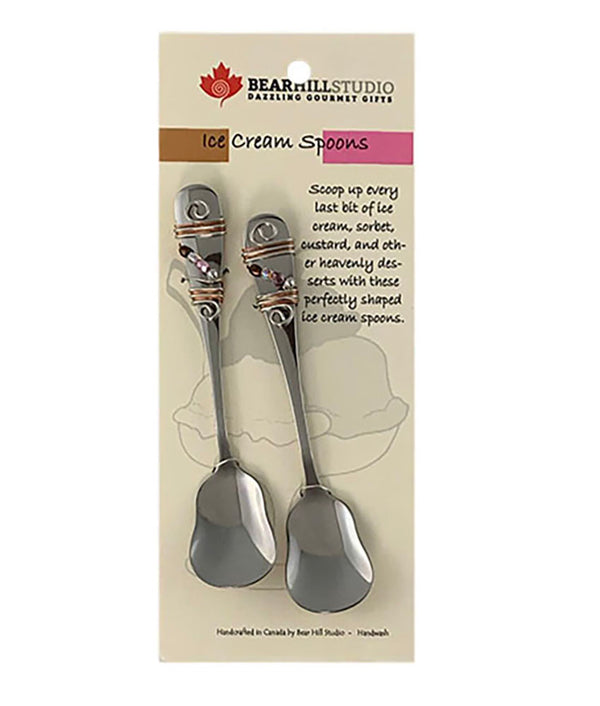 2 Ice Cream Spoons Bead Embellished
