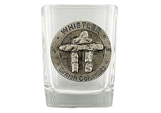 Shot Glass Maple Leaf Pewter Embellished 