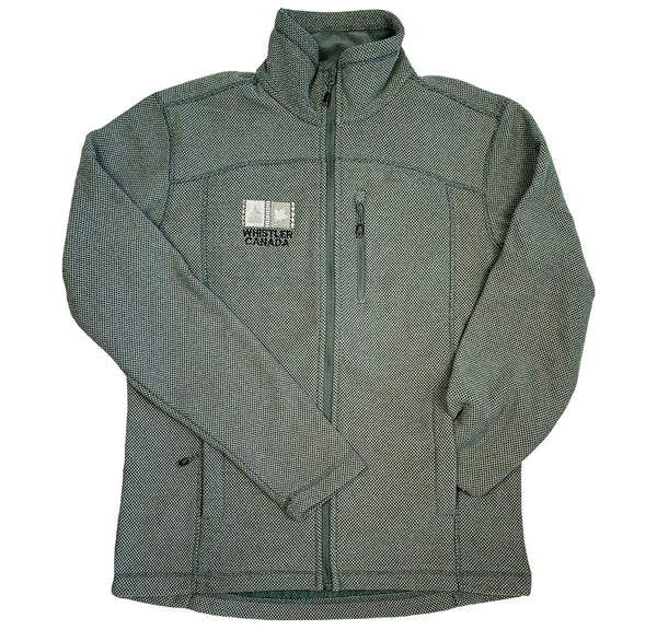 Men's Grey Jacket Fleece with Mountain And Maple Leaf Embroidered